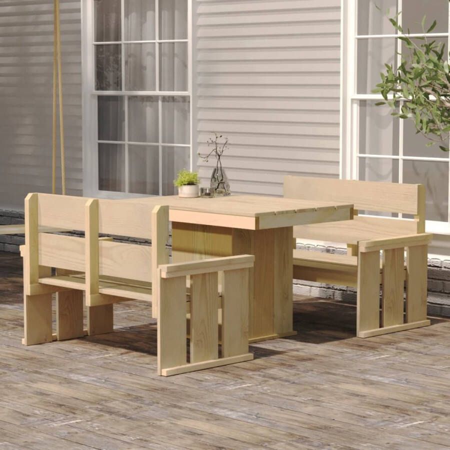 The Living Store houten tuinset tafel 110x75x74cm bank 121x53x85cm