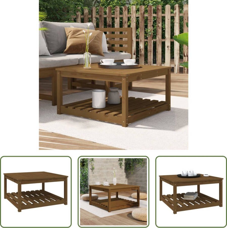 The Living Store Tuintafel 82-5x82-5x45 cm massief grenenhout honingbruin Tuinset