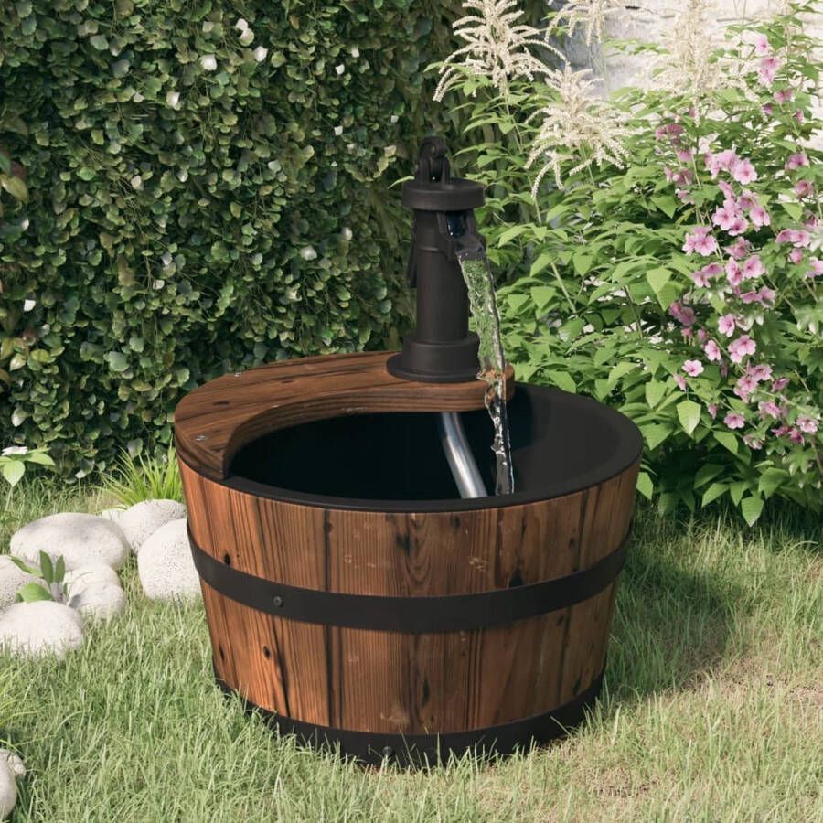 The Living Store Houten Waterfontein Massief Vurenhout Decoratief 28 x 28 x 34.5 cm