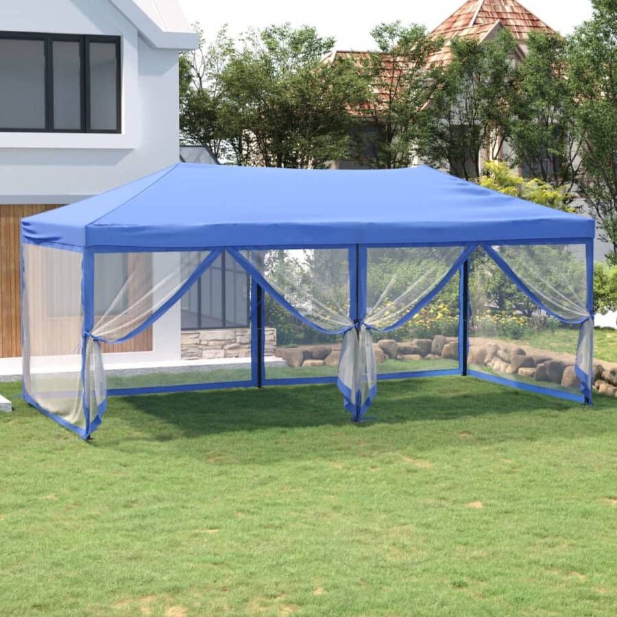 The Living Store Partytent inklapbaar met zijwanden 3x6 m blauw Tuinprieel