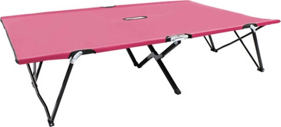 The Living Store Inklapbaar Zonnebed Kampeerbed voor 2 Personen Roze 194x124x44 cm 240 kg Waterbestendig