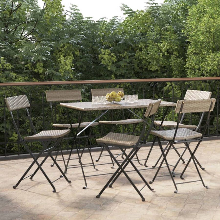 The Living Store Inklapbare Bistrostoel Grijs 40 x 45 x 79 cm PE-rattan en gepoedercoat staal