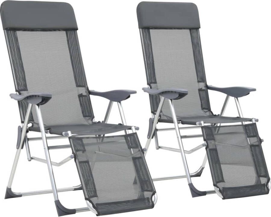 The Living Store Inklapbare Campingstoel Grijs 58 x 78 x 114 cm Stevig en Comfortabel