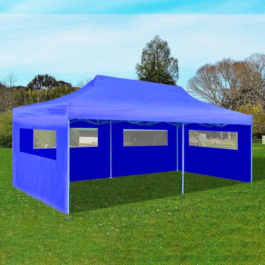 The Living Store Inklapbare Feesttent Blauw 580x291x315 cm Waterbestendig