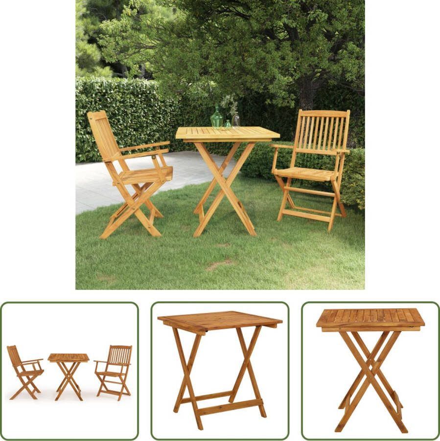The Living Store Inklapbare houten tuinset Eethoek 70x70x75 cm Massief acaciahout