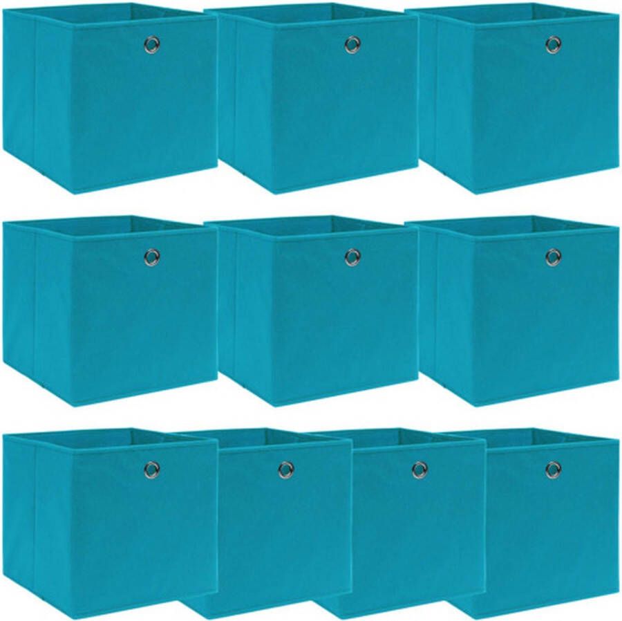 The Living Store Inklapbare opbergboxen 32x32x32 cm Nonwoven stof Babyblauw Set van 1