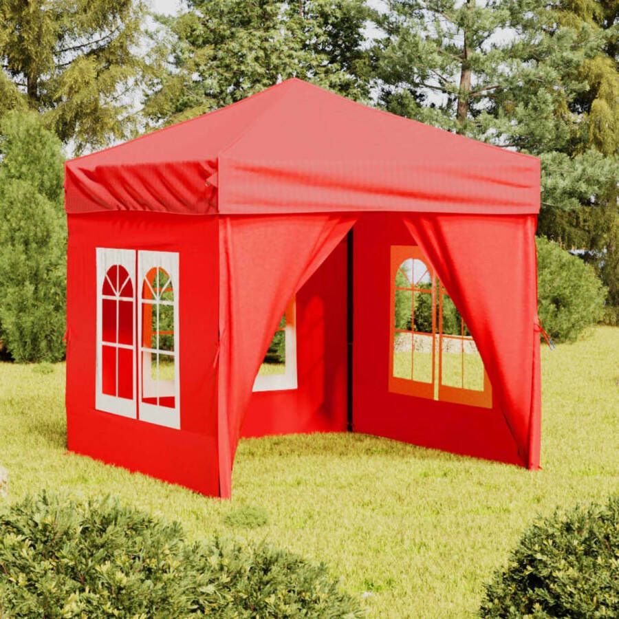 The Living Store Inklapbare Partytent 197.5 x 197.5 x 234 cm Rood 210D Oxford Stof UV-bestendig Waterafstotend