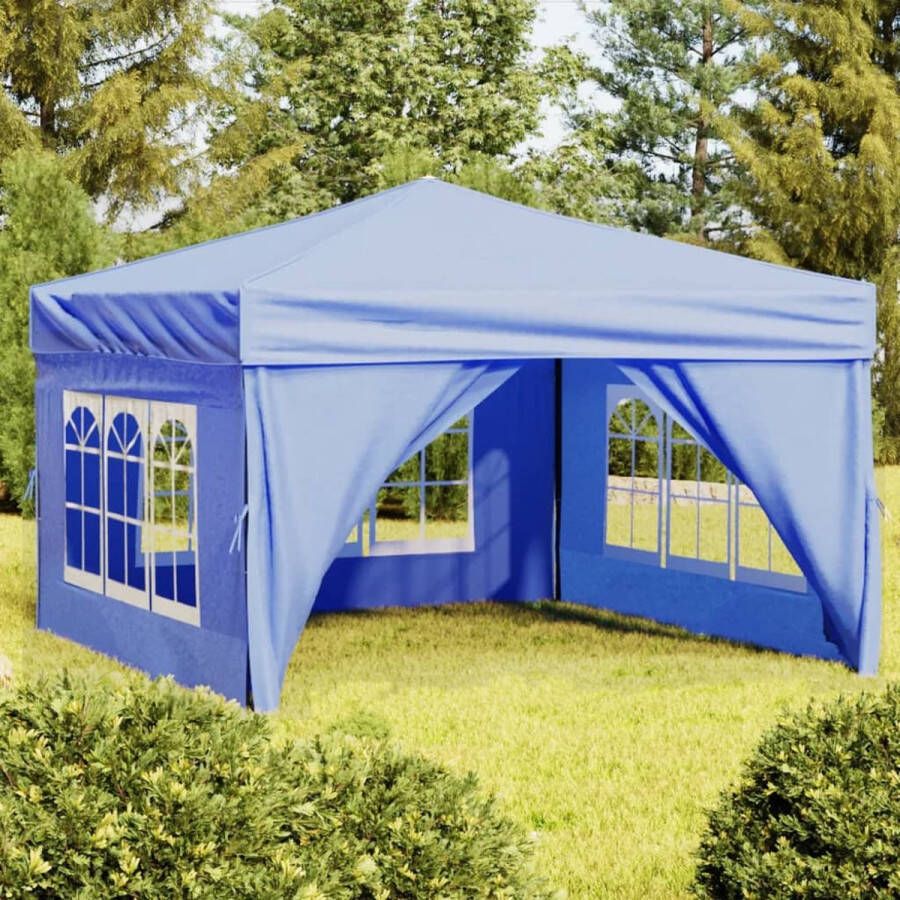 The Living Store Inklapbare Partytent 291 x 291 x 245 cm Blauw Lichtgewicht en Stevig Frame