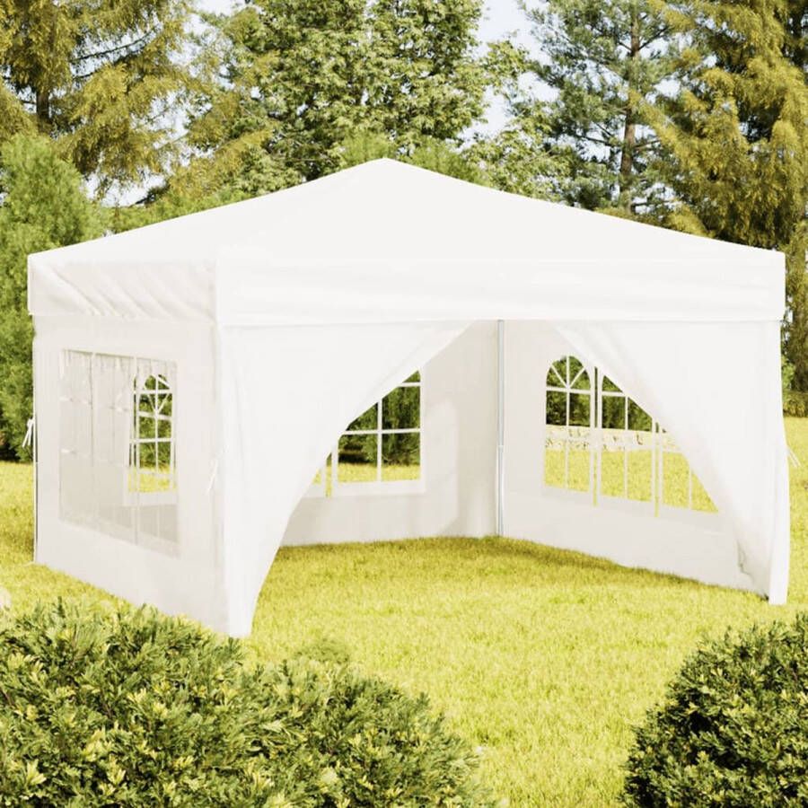 The Living Store Inklapbare partytent 291 x 291 x 245 cm Lichtgewicht en stevig frame UV-bestendig en waterafstotend dakmateriaal Met praktische zijwanden Kleur- wit