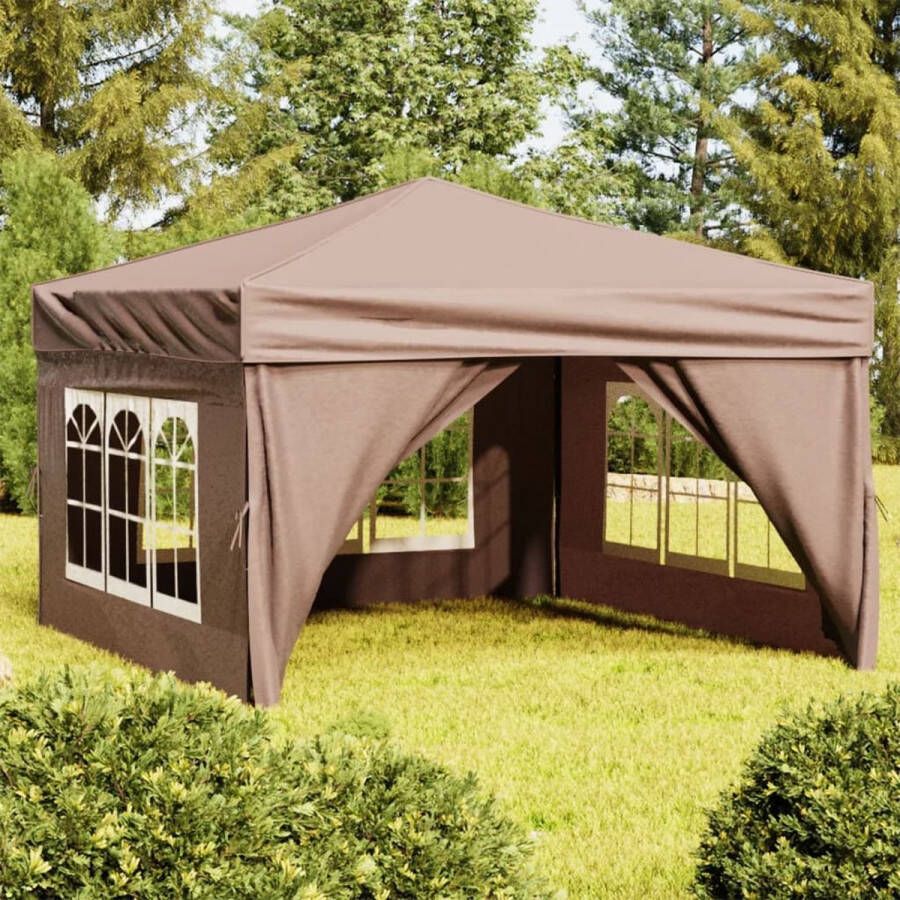 The Living Store Inklapbare Partytent 291 x 291 x 245 cm Taupe 210D Oxford Stof UV-bestendig