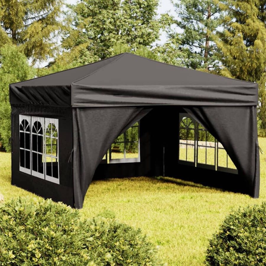 The Living Store Inklapbare partytent 291 x 291 x 245 cm Zwart 210D oxford stof