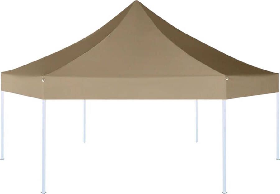 The Living Store Inklapbare Partytent 3.6 x 3.1 x 3 m Waterbestendig Taupe Staal Polyester