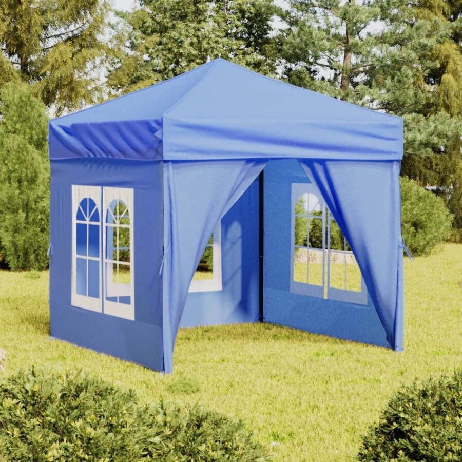 The Living Store Inklapbare Partytent Blauw 197.5 x 197.5 x 234 cm Lichtgewicht en UV-bestendig