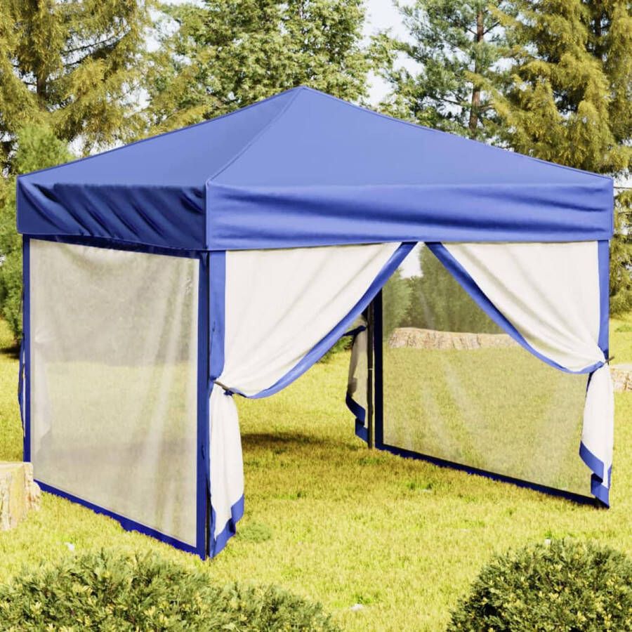 The Living Store Inklapbare Partytent Blauw 292 x 292 x 245 cm 210D Oxford Stof UV-bestendig en Waterafstotend