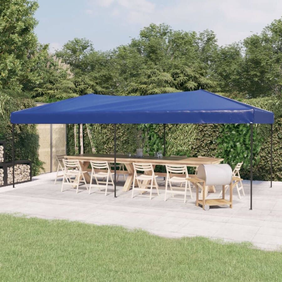 The Living Store Inklapbare Partytent Blauw 580 x 292 x 245 cm 210D Oxford Stof