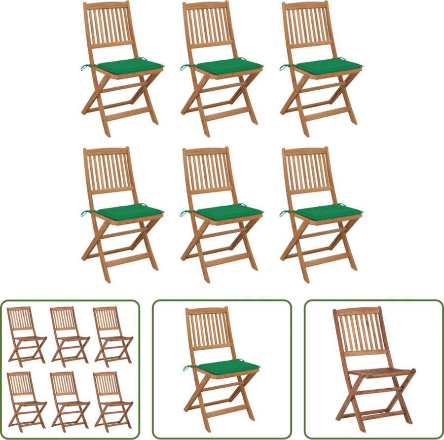 The Living Store Inklapbare Stoelen Massief Acaciahout Groen Kussen Set van 6