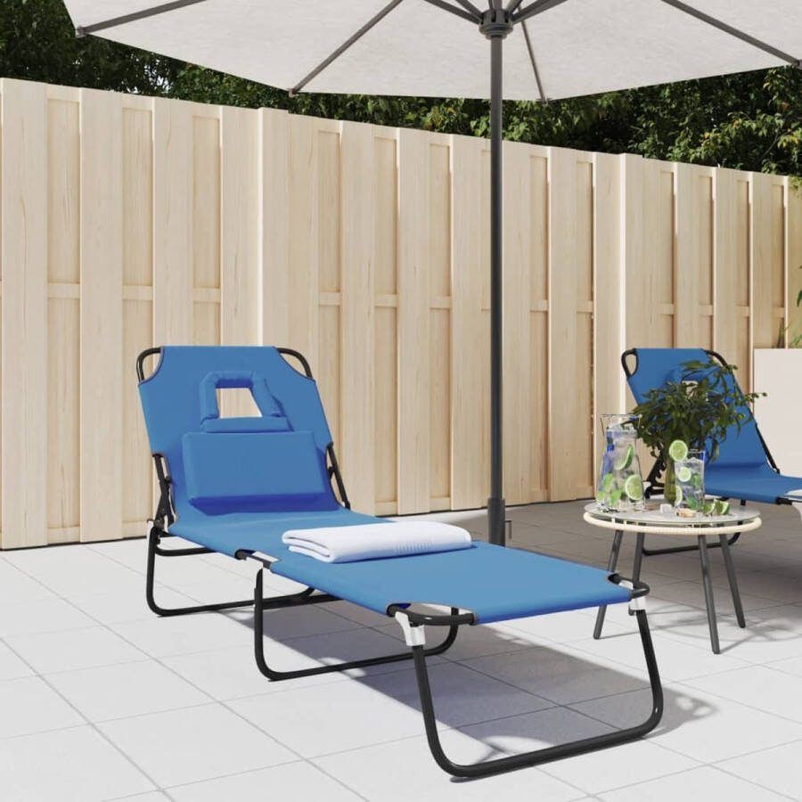 The Living Store Inklapbare Strandstoel Blauw 189 x 56 x 83 cm Duurzaam Oxford Stof