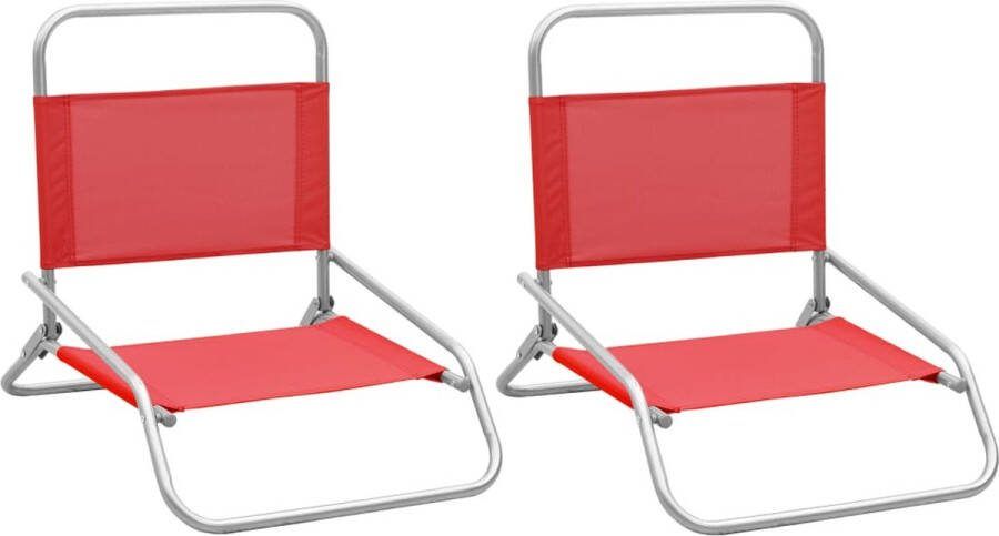 The Living Store Inklapbare strandstoelenset 51 x 61 x 58 cm Rood oxford stof met PE-coating en staal