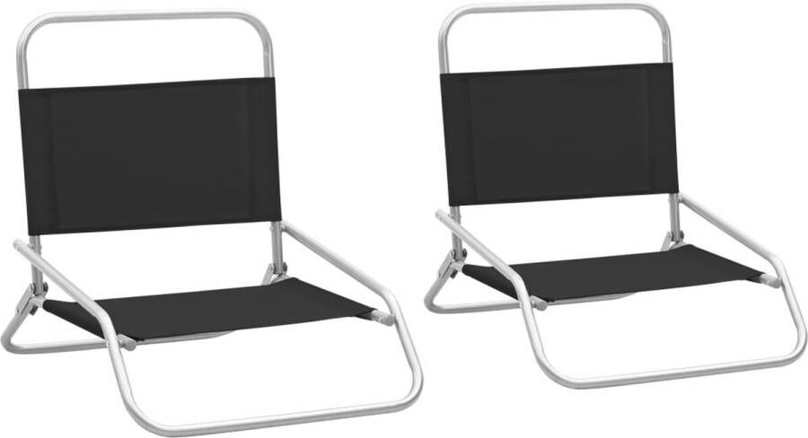 The Living Store Inklapbare Strandstoelenset Zwart 51 x 61 x 58 cm Sterk stalen frame