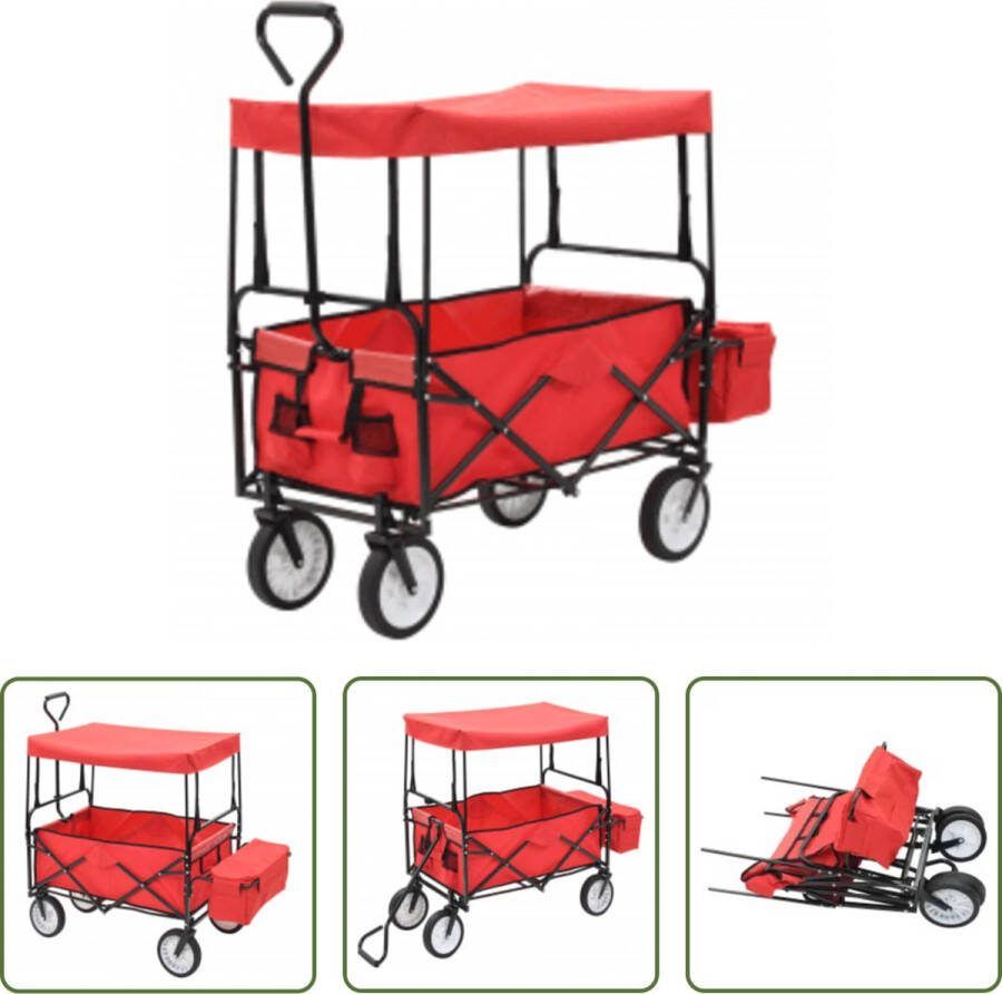 The Living Store Inklapbare Trolley Tuinwagen 116x54x119 cm Staal Oxford 75 kg