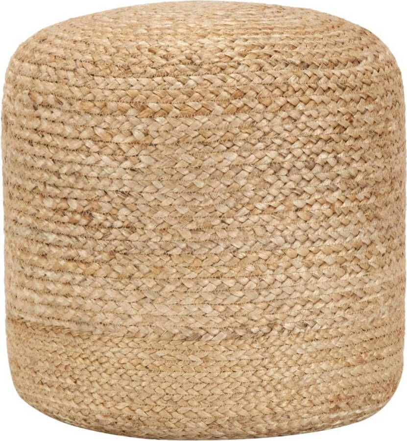 The Living Store Jute Poef 40 x 45 cm Handgemaakt EPS-schuimballetjes