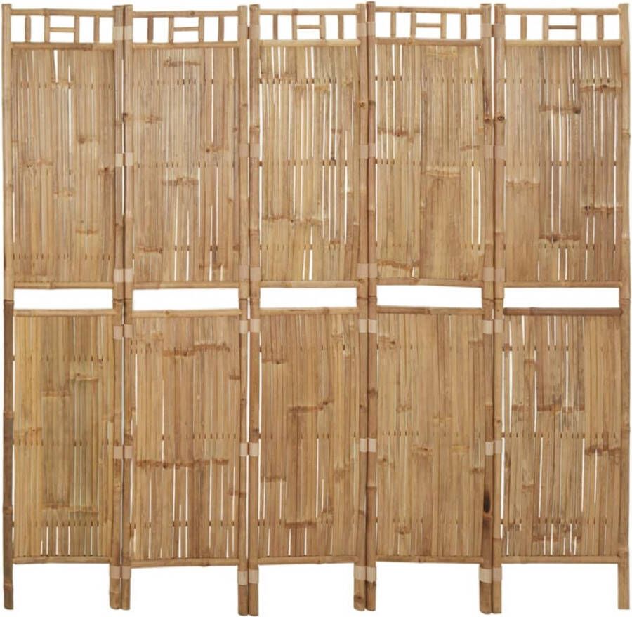 The Living Store Kamerscherm Bamboe 5 Panelen 200x180 cm Waterbestendig Duurzaam