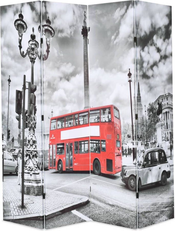 The Living Store Kamerscherm inklapbaar Londen bus 160x170 cm zwart en wit Kamerscherm