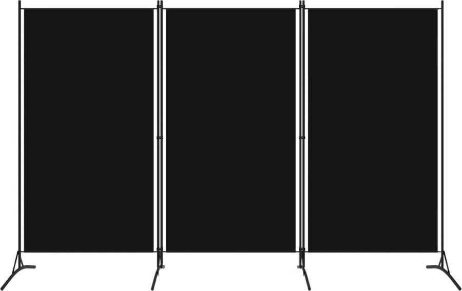 The Living Store Kamerscherm 3 panelen 260 x 180 cm zwart Stof (100% polyester) en gepoedercoat ijzer