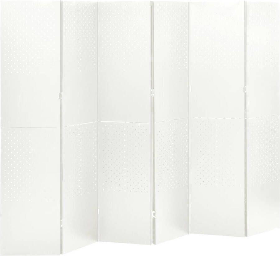 The Living Store Kamerscherm met 6 panelen 240x180 cm staal wit Kamerscherm