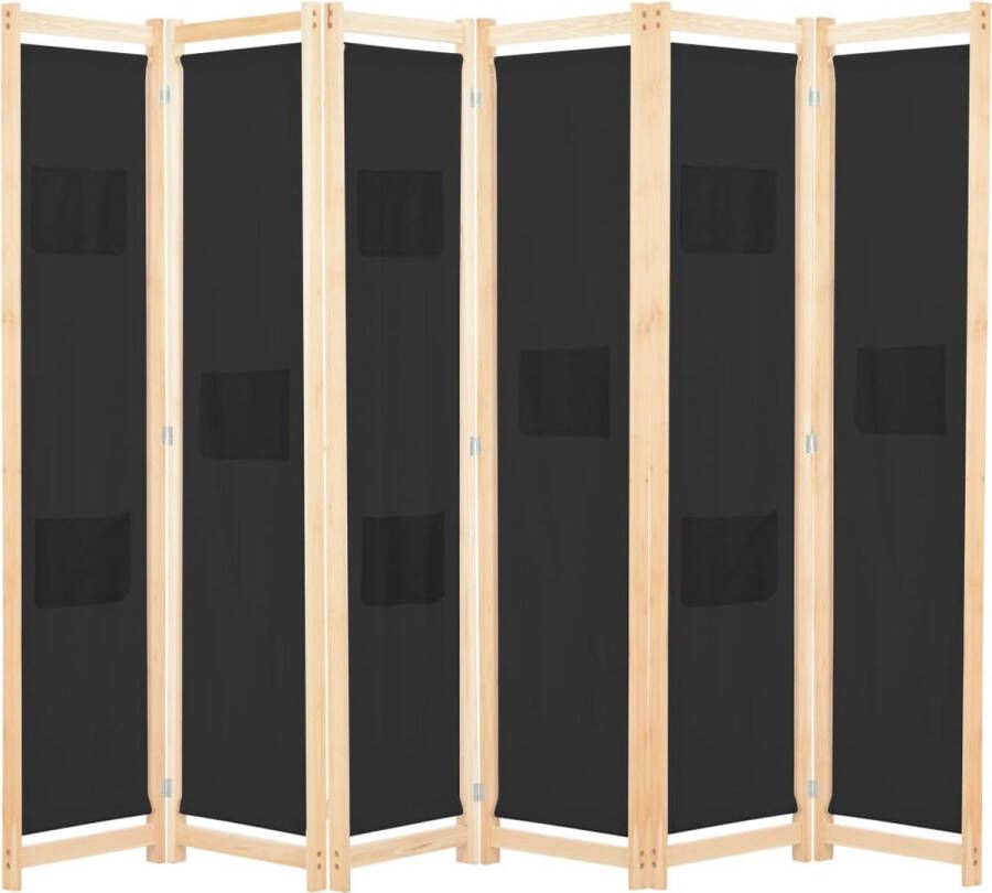 The Living Store Kamerverdeler Freestanding Panelen- 6 Afmetingen- 240 x 170 x 4 cm Zwart