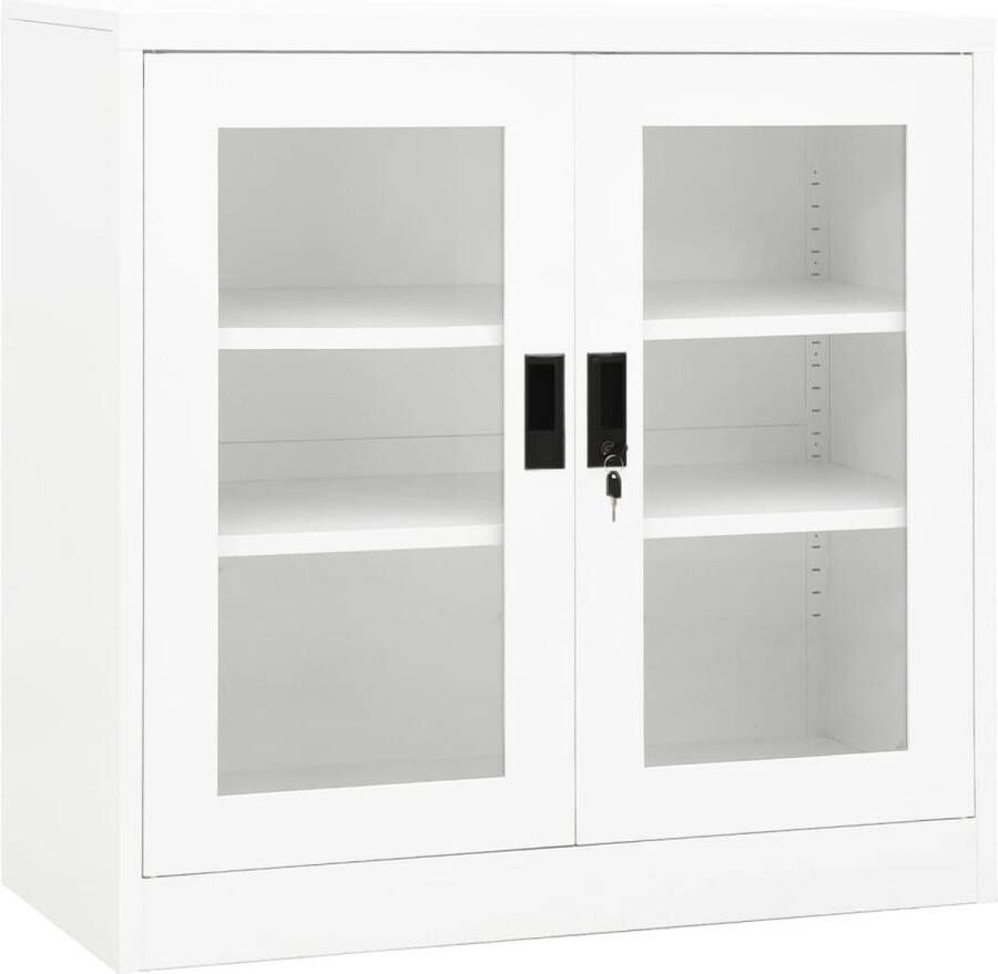 The Living Store Archiefkast Staal Gehard glas 90 x 40 x 90 cm Wit