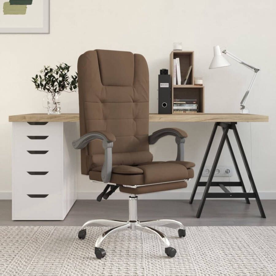 The Living Store Bureaustoel verstelbaar Bruin 63x56x(112.5-122) cm Massagefunctie