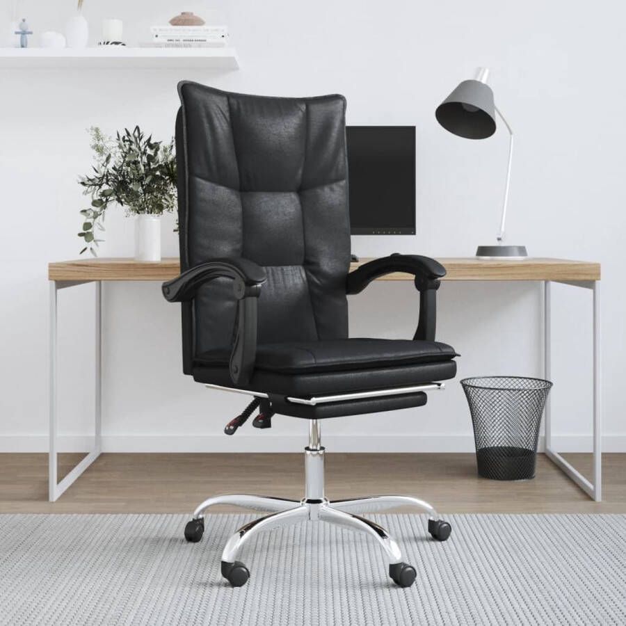The Living Store Verstelbare bureaustoel Zwart kunstleer Duurzaam Comfortabel 63x56x122cm Inclusief montagehandleiding