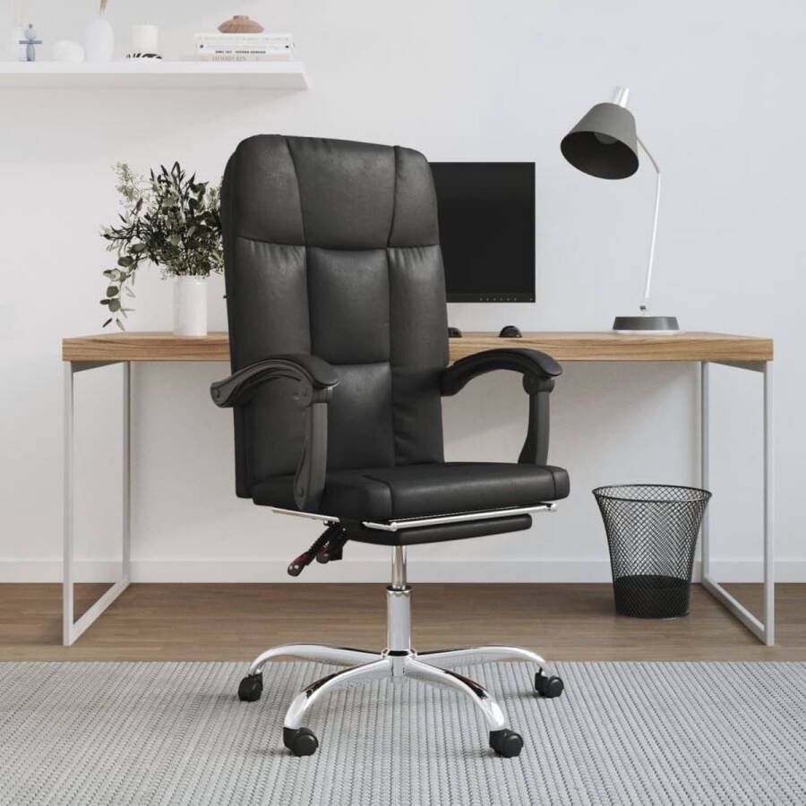 The Living Store Verstelbare Bureaustoel Kunstleer Zwart 63x59cm Duurzaam materiaal en verstelbaar ontwerp