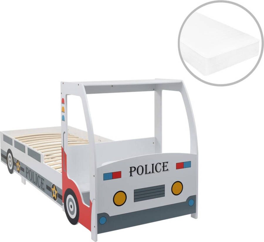The Living Store Kinderbed Politieauto 260.5 x 97 x 117 cm Stevig en comfortabel bed met bureau en zitje 7 Zone