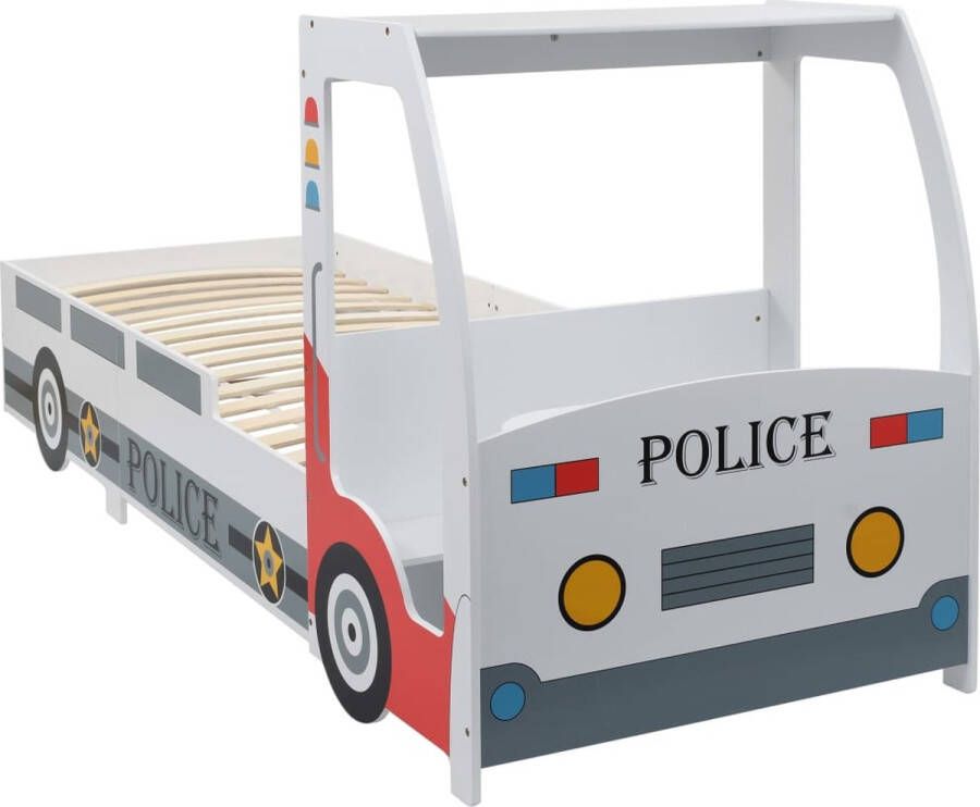 The Living Store Kinderbed Politieauto Meerkleurig 260.5 x 97 x 117 cm Inclusief bureau en zitje Geschikt voor 90 x 200 cm matras