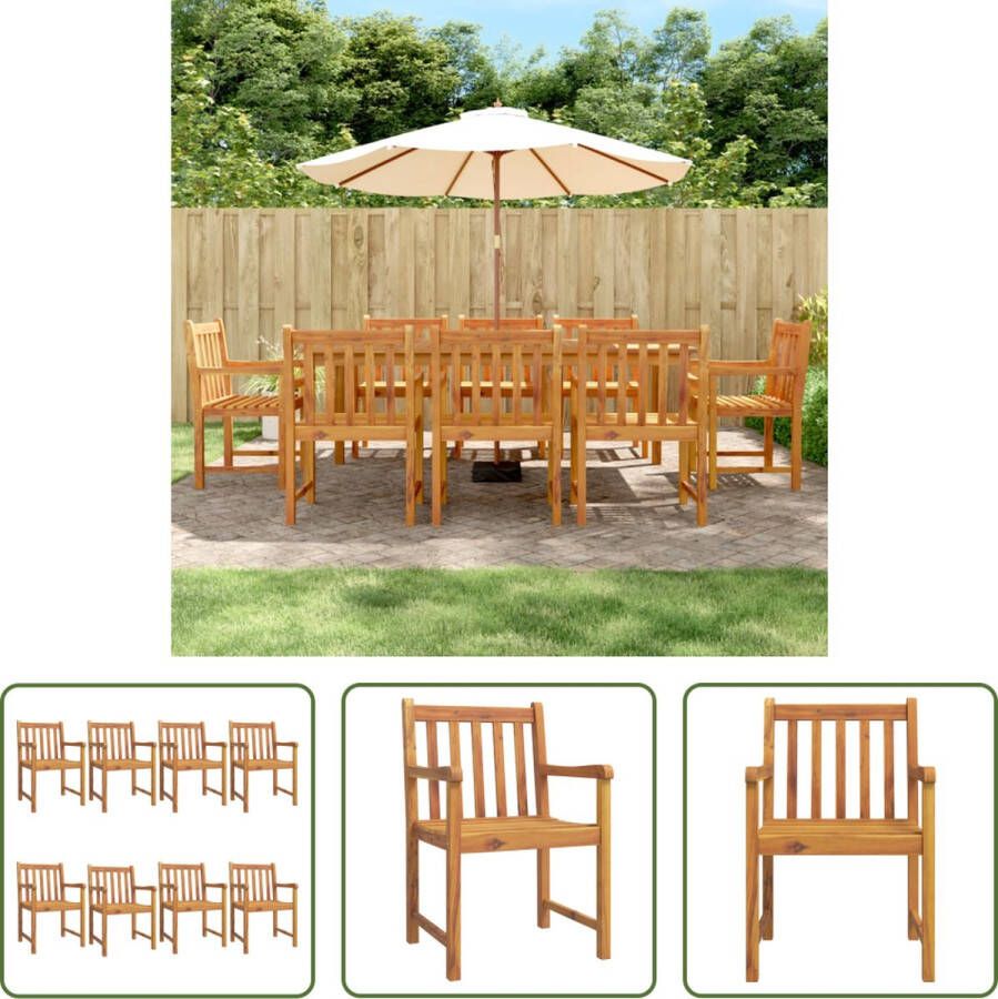 The Living Store Klassieke Houten Tuinstoelen Set van 8 Massief Acaciahout 56x55.5x90 cm