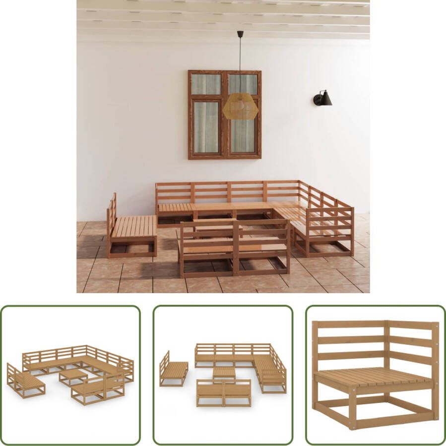 The Living Store Klassieke Massief Grenen Tuinset Bankstel Honingbruin 70 x 70 x 67 cm Montage vereist