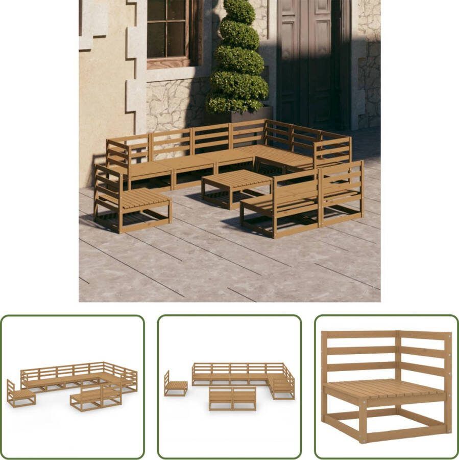 The Living Store Klassieke Massief Grenenhouten Tuinset 70 x 70 x 67 cm Honingbruin