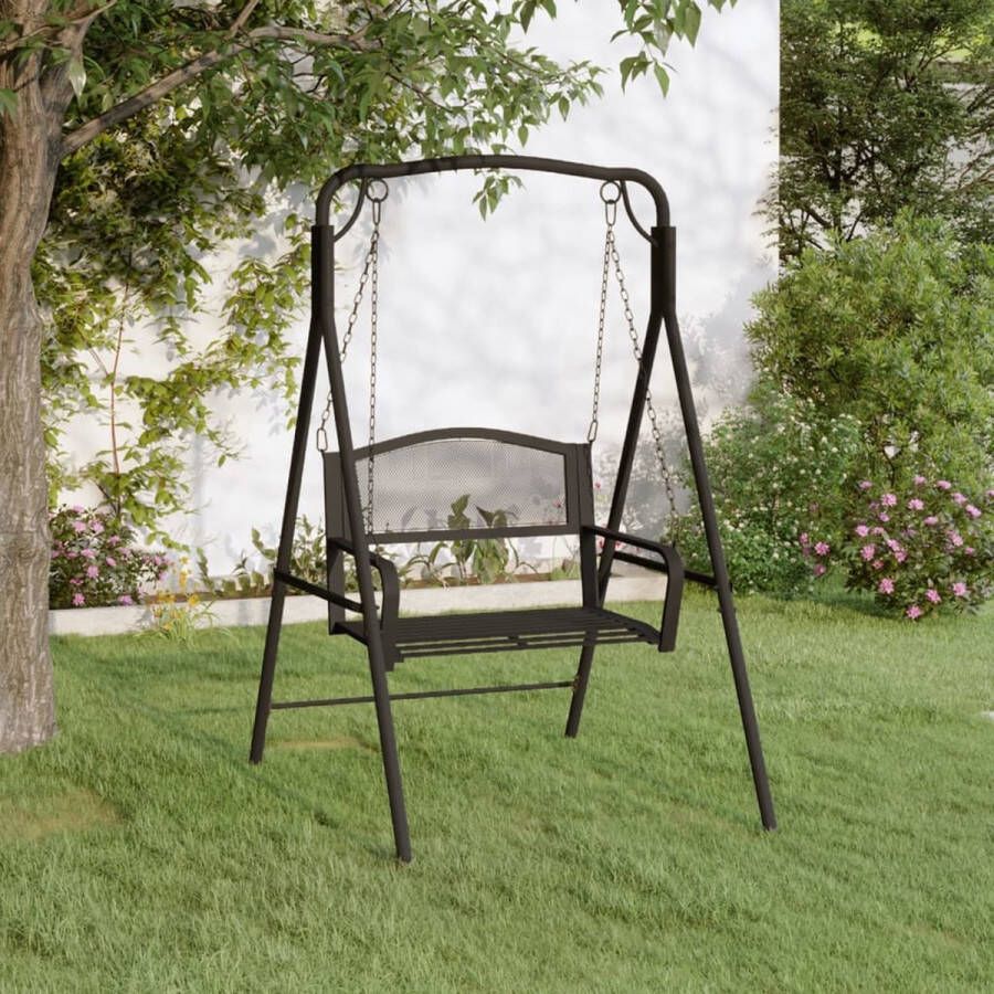 The Living Store Klassieke Metalen Schommelbank 124x117x168 cm Zwart