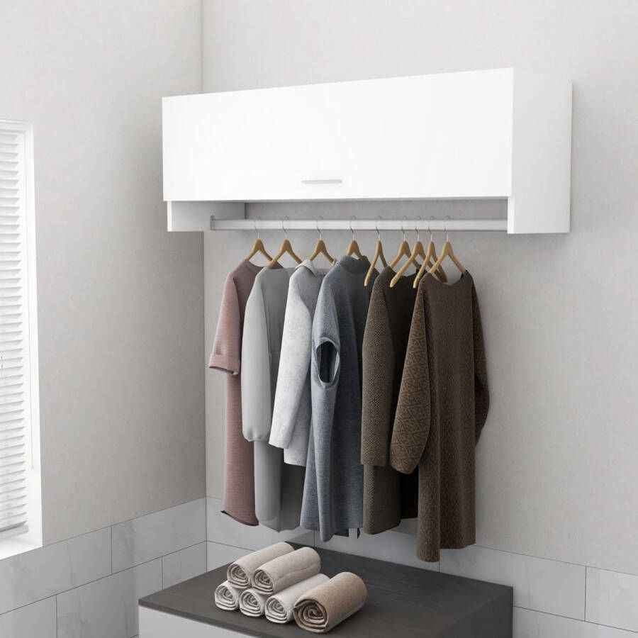 The Living Store Garderobe Kast 100x32.5x35cm Wit Hout Duurzaam en Functioneel