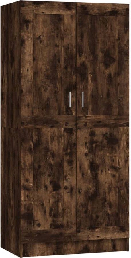 The Living Store Kledingkast Gerookt eiken 82.5 x 51.5 x 180 cm Hoogwaardige bewerkte houten kast