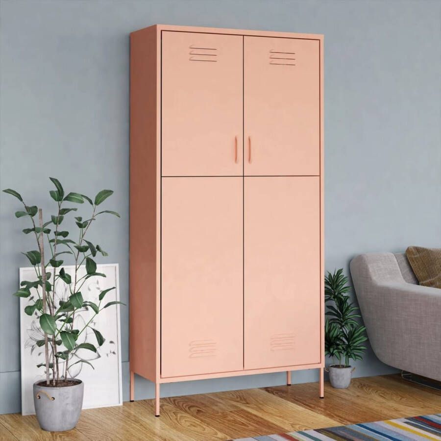 The Living Store Kledingkast Staal 90 x 50 x 180 cm 4 verstelbare schappen