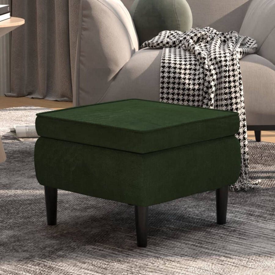 The Living Store Kruk Voetenbank 55 x 54.5 x 42 cm Donkergroen fluweel