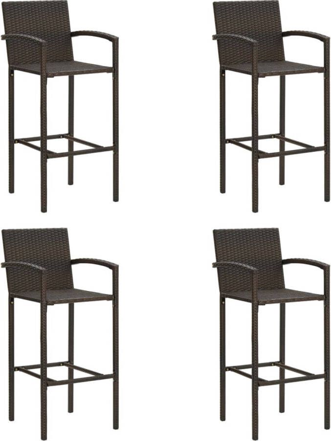 The Living Store Krukken Bruin PE-rattan Gepoedercoat staal 52 x 56 x 118 cm Zithoogte 80 cm Set van 4