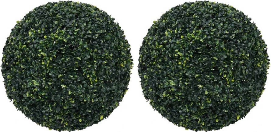 The Living Store Kunstbuxusbol Groen Polyethyleen 52 cm 2 Stuks