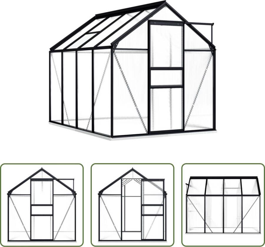 The Living Store Kweekkas 190 x 250 x 132 202 cm Aluminium en polycarbonaat UV-bestendig 7.933 m³