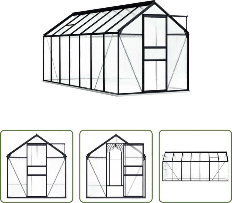 The Living Store Kweekkas 190 x 430 x 132 202 cm aluminium en polycarbonaat 14.274 m³ inhoud 8.17 m² grondoppervlakte