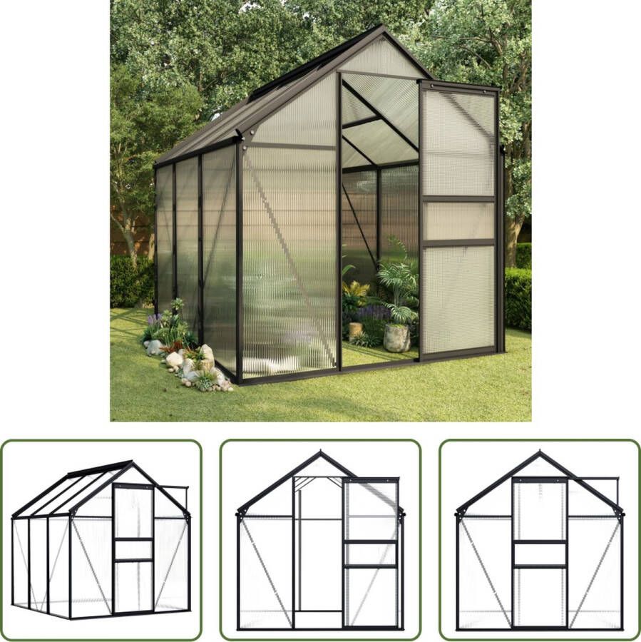 The Living Store Kweekkas Aluminium 190 x 190 x 125 195 cm Polycarbonaat