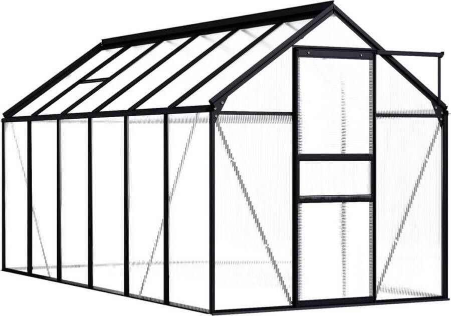 The Living Store Kweekkas Aluminium 190 x 370 x 125 195 cm 7.03 m² polycarbonaat panelen